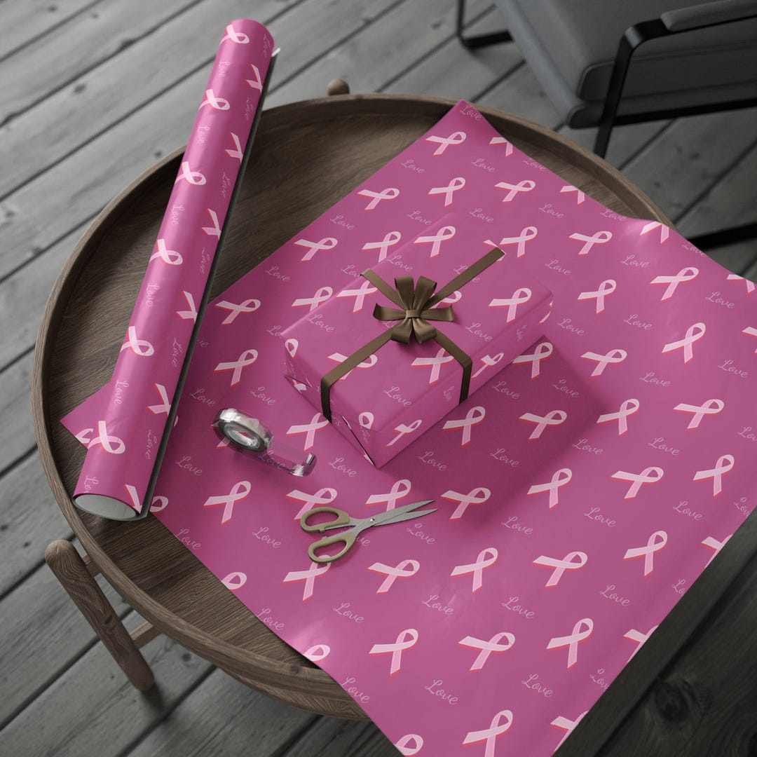 Pink Breast Cancer Awareness Ribbon Wrapping Paper | Seamless Ribbon ...