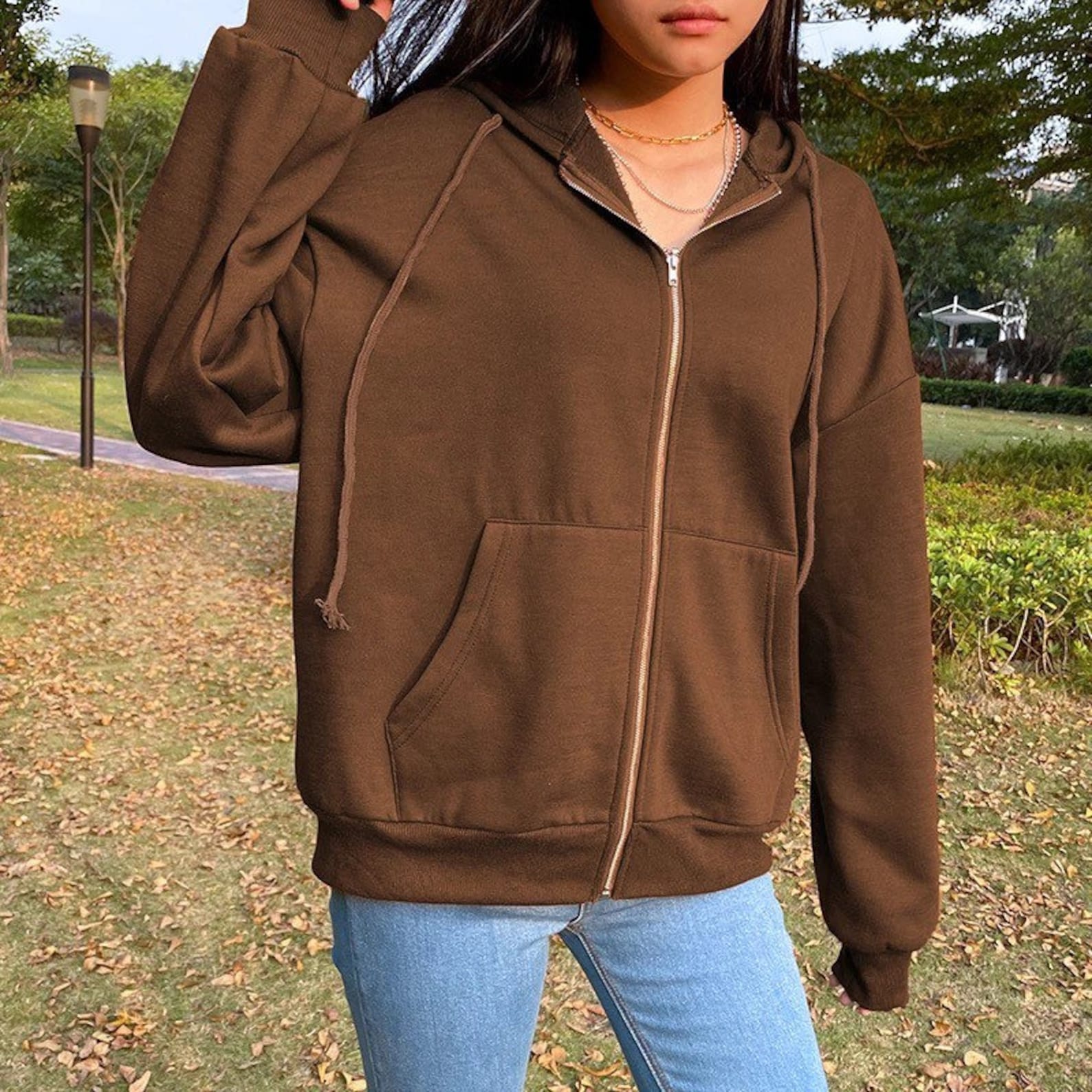 Brown Zip Up Hoodies WomenS Sweatshirts Hoodie Pocket Jacket | Etsy