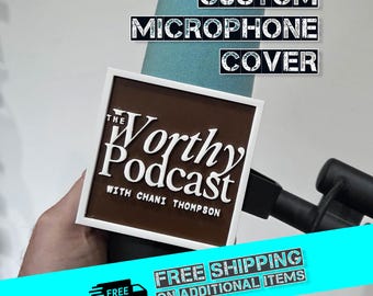 Shure SM7B and MV7 compatible Custom Microphone Cover | Personalized Logo Mount Streamer Podcaster Accessory