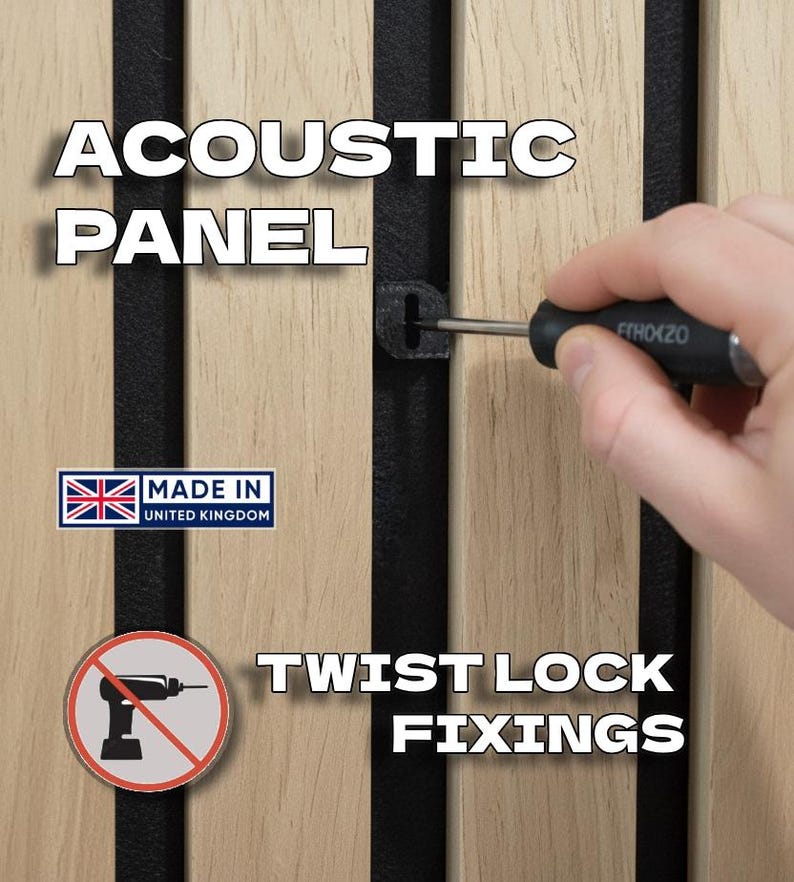 Twist Lock Fixings for Acoustic Decorative Wall Panels Multi-pack Black ...