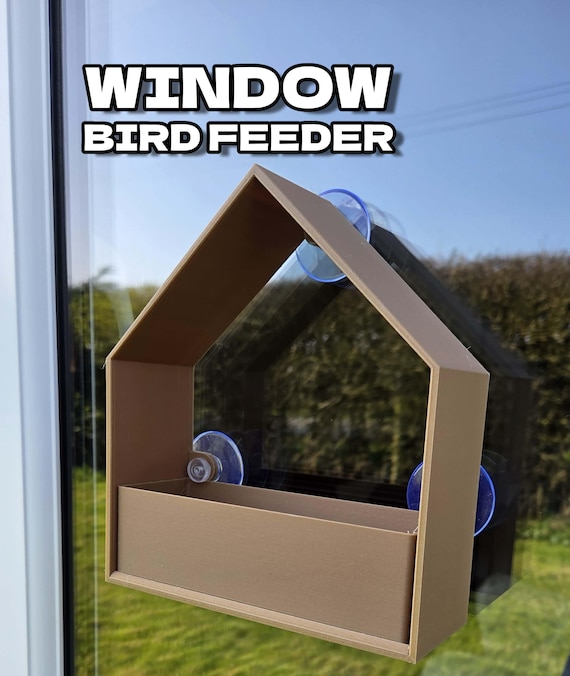 Modern House Window Bird Feeder – Removable Seed Tray, Strong Suction Cups by 3DandFUN