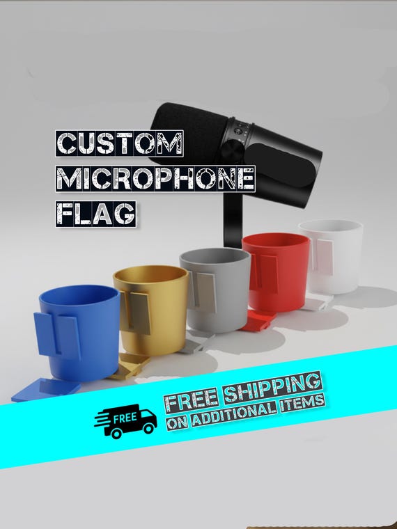 Personalised Custom Logo Flag Hard Mic Base Cover Wrap Decal Compatible with MV7