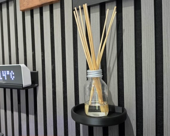 Storage for acoustic panels | Acoustic panel shelf no drilling | Black wall shelf | in 3 shapes