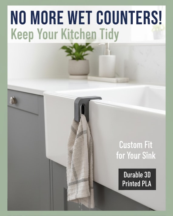 Belfast Sink Towel Holder | Butler Sink Hand Cloth | No Drill | UK 3D Printed