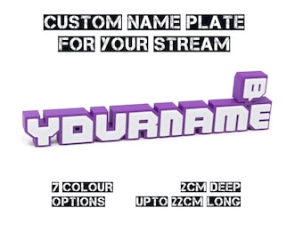 Custom 3D Twitch Name Plate desk stand for Streamers Gaming Setups