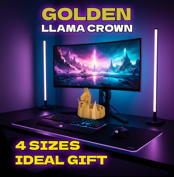Golden Llama victory crown cake topper headwear prop display by 3DandFUN