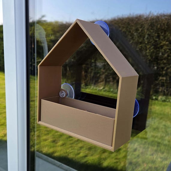 Modern House Window Bird Feeder – Removable Seed Tray, Strong Suction Cups by 3DandFUN