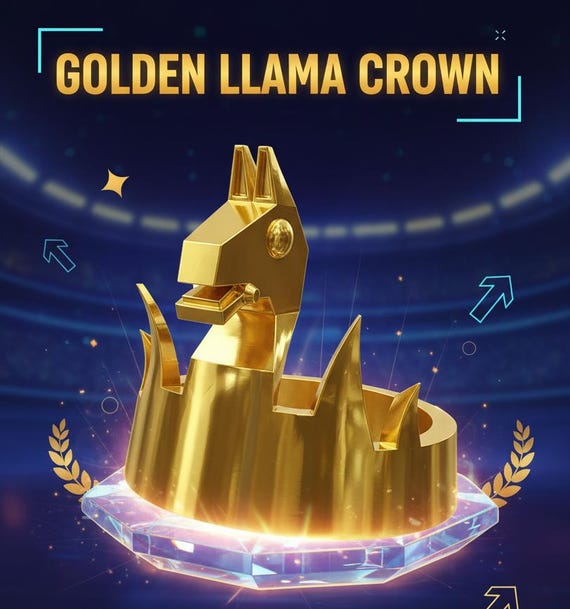 Golden Llama victory crown cake topper headwear prop display by 3DandFUN