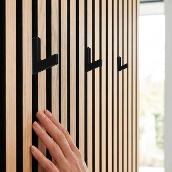 Acoustic Panel Coat Hook | No Drill Slat Wall Twist Fit | UK Made | Black Grey White