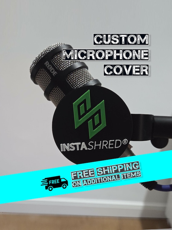 Custom Logo Mic Flag | Round & Square  Personalised Microphone Cover Compatible with RODE podmic