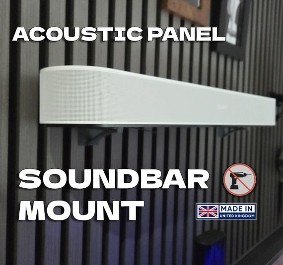 Sound bar bracket mounts for Acoustic wall Panel No-Drill Screw-Free installation by 3DandFUN