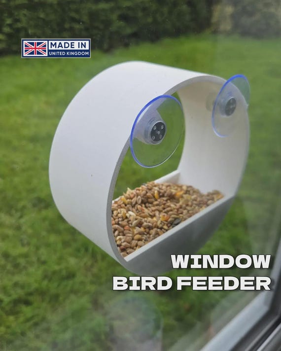 Window Bird Seed Feeder – Modern Design with Seed Lip | Secure Suction Cups by 3DandFUN