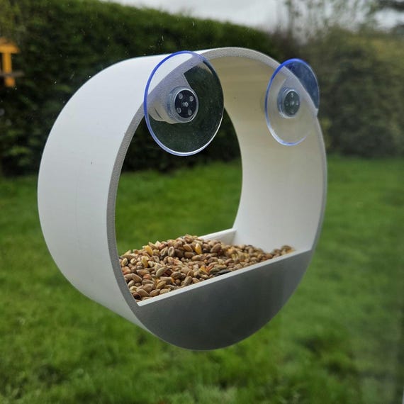 Window Bird Seed Feeder – Modern Design with Seed Lip | Secure Suction Cups by 3DandFUN