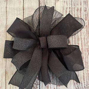 Gothic Black Wired Ribbon Bow: Handmade Halloween Wreath Decor