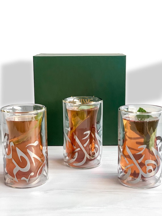 Double Wall Cup Turkish Tea Cup Istikan Arabic Tea Glass Arabic Calligraphy  Glassware turkish Tea Set Insulated Coffee Cup 