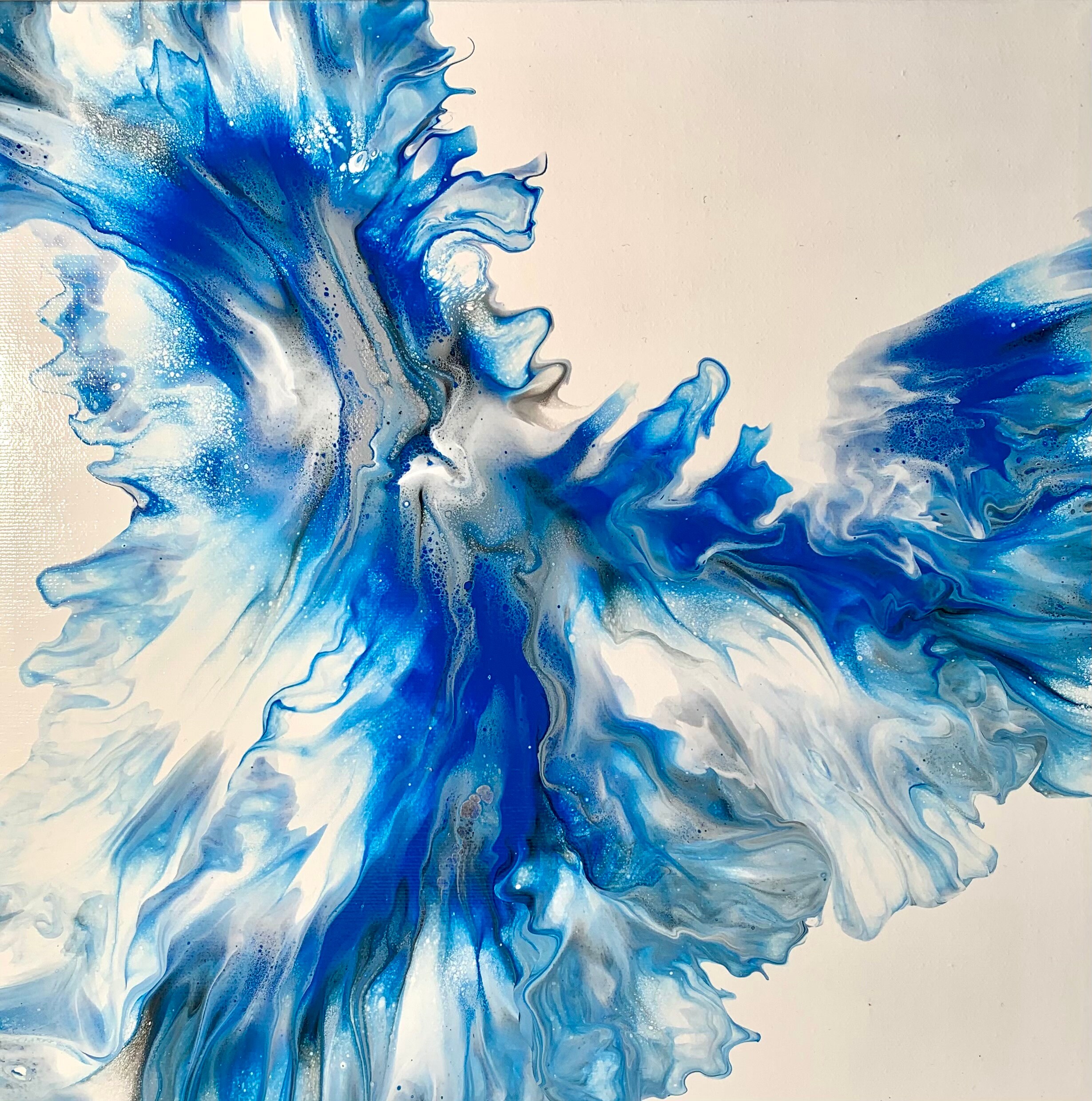 Blue Fluid Art Painting Framed Art Abstract Artwork Etsy