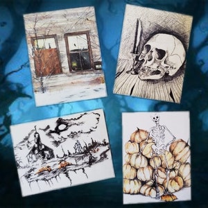 Paquete de pegatinas espeluznantes, paquete de pegatinas de Halloween, regalo para ella, regalo brujo, relleno de cesta de regalo, arte de terror, arte espeluznante
