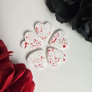Blood Spatter Valentine's day Heart magnets, bloody hearts, Romantic Spooky Gift Idea, Anniversary gift idea, Halloween Fridge Magnet image 1