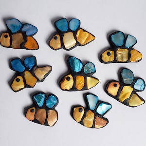 Mosaic Shell Bee Magnet or Pin: Handmade Insect Art