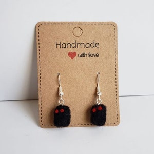 Needle Felted Demon Dangle Earrings, Inner Demons, Spooky Halloween Jewelry, Gothic Horror Jewelry, Cute Dangle Earrings