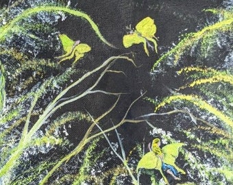 Falena Luna 8 x 8 con arte delle fate, arte delle fate, arte fantasy, arte spettrale, arte criptica, creatura mitica, arte degli insetti, regalo per la festa della mamma