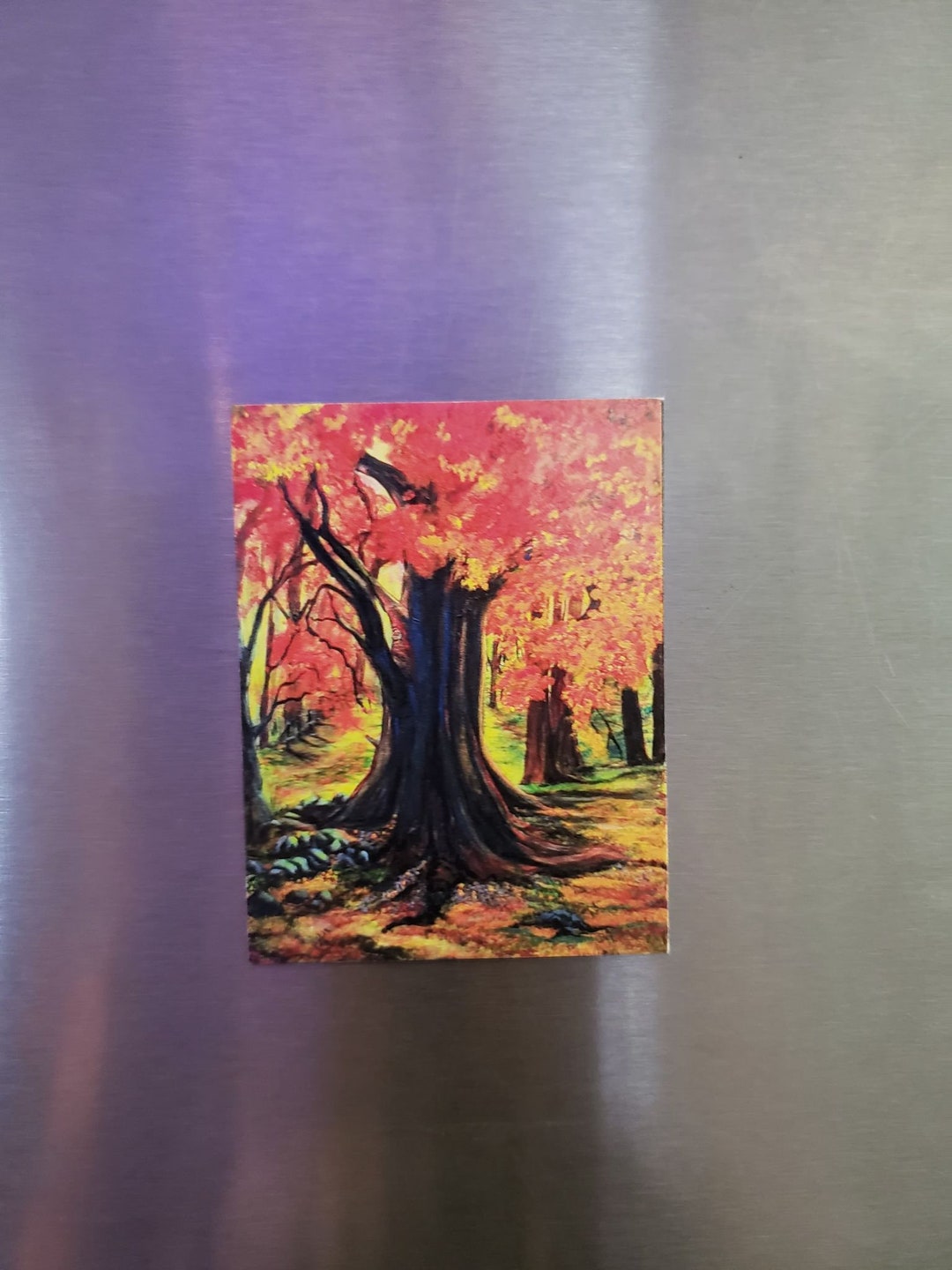 Orange Fall Tree Magnet, Autumn Leaves Changing Art, Colorful Trees ...