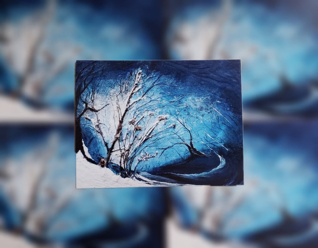 Blue Snow Scene Sticker With Spooky Tree, Tim Burton Style Sticker ...