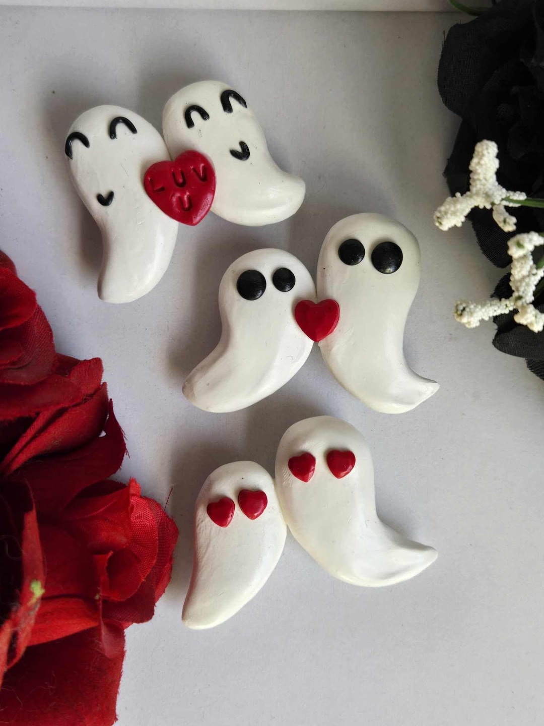 Ghost Magnets Ghosts in Love Magnets, Valentines Day Magnets, Spooky Halloween ...