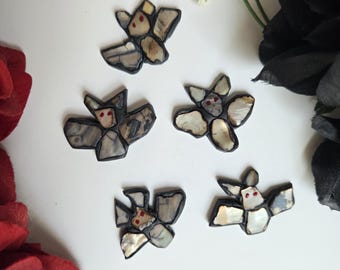 Mosaic Bat Magnet, Cute Spooky Halloween Decoration, Witchy Gift Idea, Gothic Gift Idea, Abstract Art, Unique Handmade Fridge Magnet