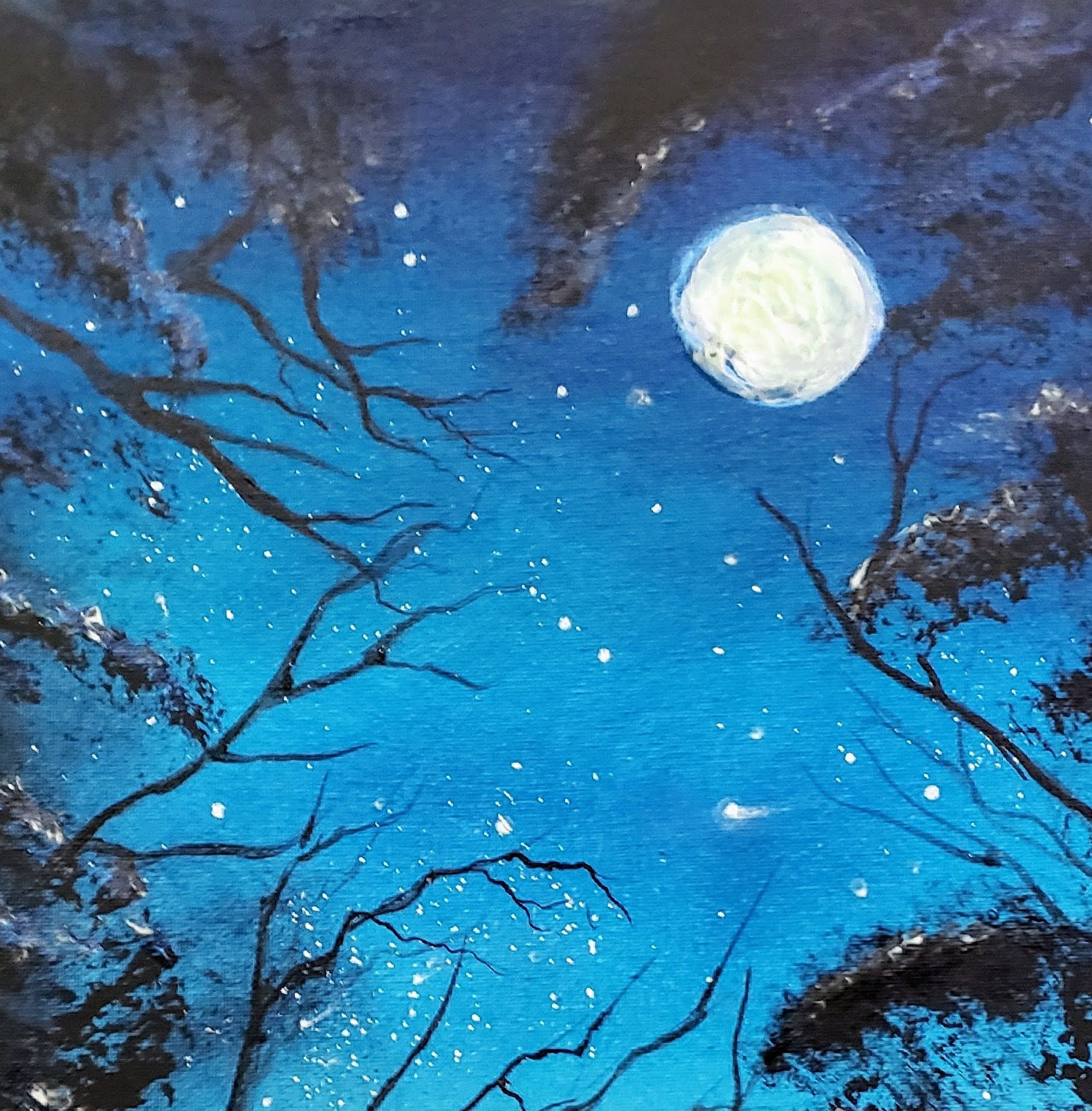8 X 10 Full Moon in Spooky Forest Print Blue Moon Art Spooky | Etsy