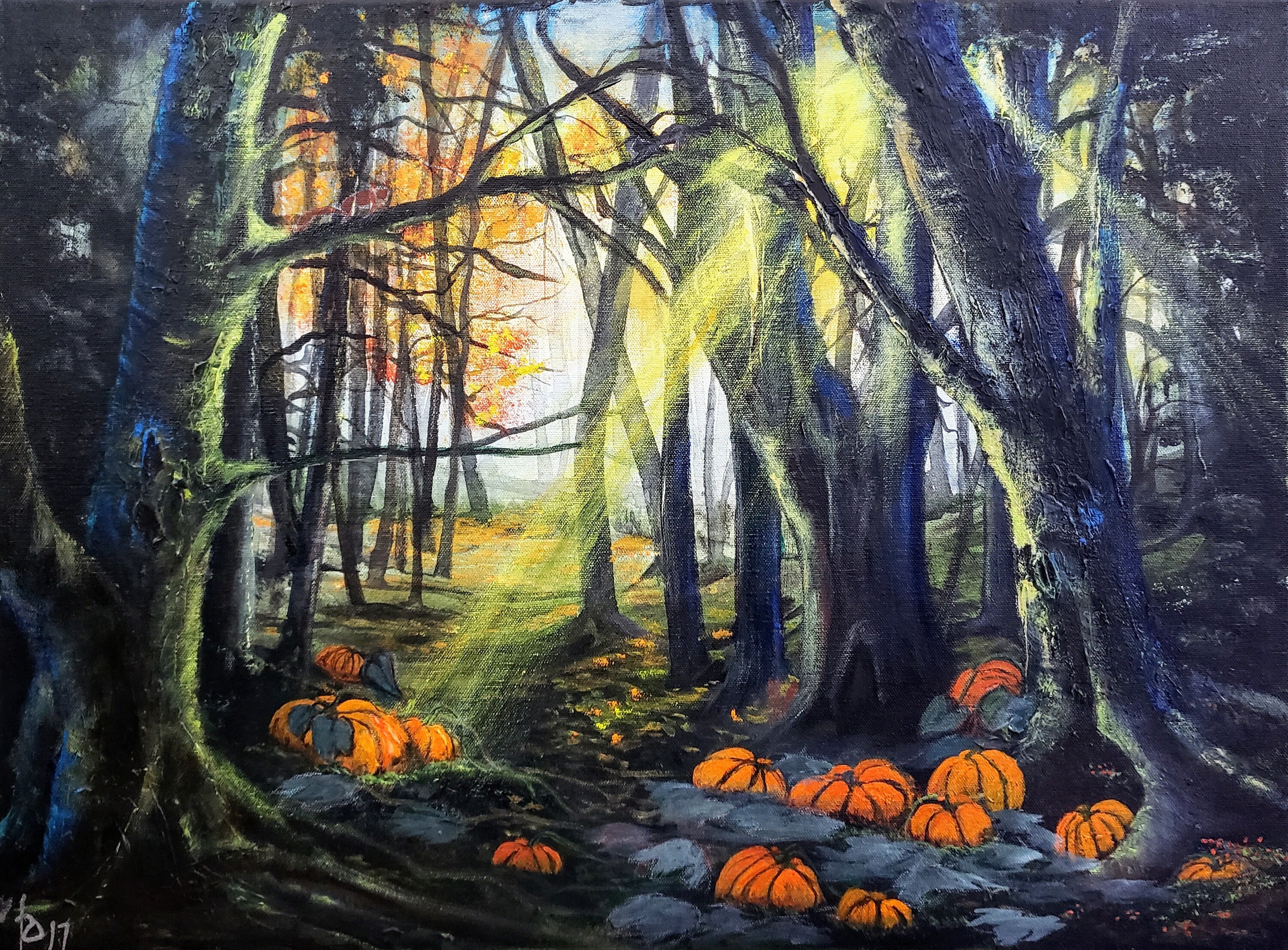 8 x 10 Pumpkin Patch Forest Print Pumpkins Halloween Etsy