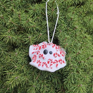 Festive Candy Cane Ghost Christmas Ornament, spooky Christmas Tree decoration, Polymer Clay Ghost, Ghost with Candy Canes, Gothic Gift