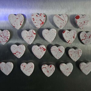 Blood Spatter Valentine's day Heart magnets, bloody hearts, Romantic Spooky Gift Idea, Anniversary gift idea, Halloween Fridge Magnet image 9
