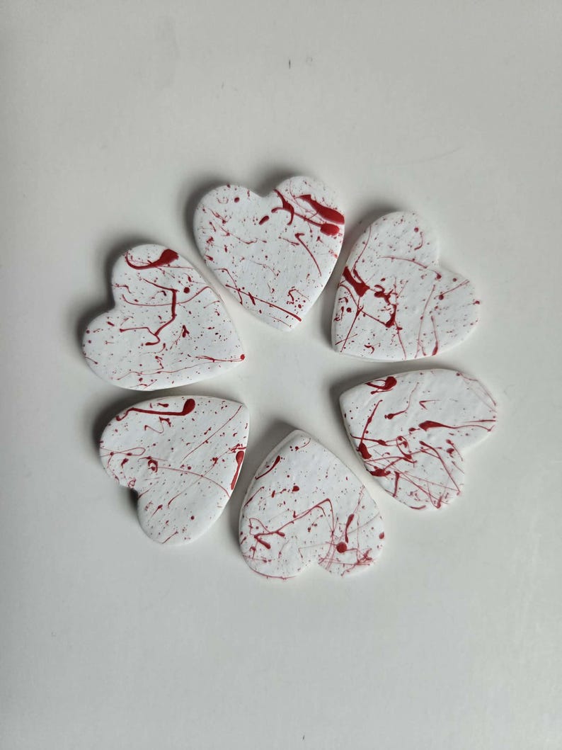 Blood Spatter Valentine's day Heart magnets, bloody hearts, Romantic Spooky Gift Idea, Anniversary gift idea, Halloween Fridge Magnet image 3