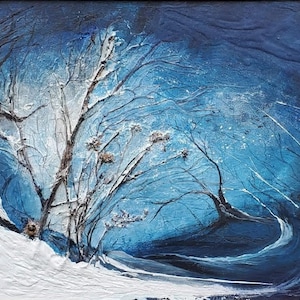 8 x 10 Wald Schnee Szene, Gruselige Kunst, Gruselige Kunst, Halloween Kunst, Blaue Kunst, Tim Burton Stil, Wohnzimmer Dekoration, Witchy Geschenk