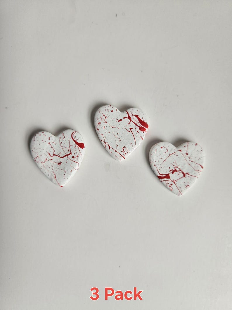 Blood Spatter Valentine's day Heart magnets, bloody hearts, Romantic Spooky Gift Idea, Anniversary gift idea, Halloween Fridge Magnet 3 Pack Magnets