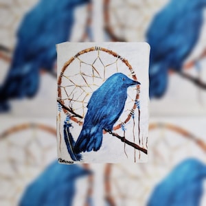 Rabe und Traumfänger Aufkleber, Kunst der amerikanischen Ureinwohner, niedlicher Laptop Aufkleber, Vogel Kunst, spirituelle Natur Aufkleber, Rabe Krafttier
