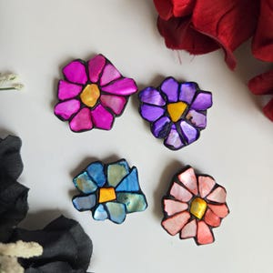 Mozaïekbloemmagneet, schattige bloemennaald, lente koelkastmagneet, zomerdecoratie, kleurrijk bloemdecor, BOHO hippiekunstcadeau