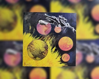 Planetas de ciencia ficción y pegatina de nave espacial, pegatina de computadora portátil nerd, pegatina de galaxia, arte de fans de Star Trek, regalo geek para él, arte del espacio exterior