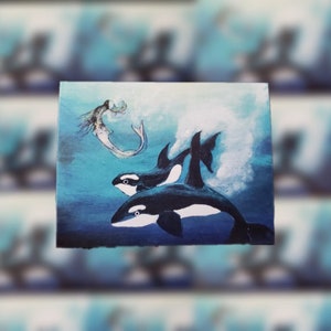 Killerwal und Meerjungfrau Sticker, Killerwal Sticker, Meerjungfrau Sticker, Orca Sticker, Geschenkkorb Stuffer, Fabelwesen, Geschenke für Mama