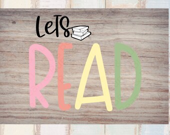 Vamos a leer SVG - Pila de libros SVG - Decoración de la pared de la sala de juegos del niño - Libros clip art - Cortar archivo para los lectores - bolsa de libros