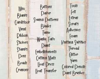 Etiqueta de sala de artesanía SVG - Limpieza de primavera - Crafty deor - Archivo de corte de etiquetas de suministro de arte - Organización SVG - Imágenes prediseñadas PNG