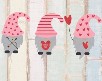 Día de San Valentín Gnome SVG - Arco y flecha - Imágenes prediseñadas del corazón del día de San Valentín - Regalo Vday - Taza de cupido - Te amo bolso - Diseño de eps de camisa de amor