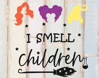 Huelo niños SVG - Clipart de Halloween - Camisa de poción de otoño - Taza de escoba bruja - Archivo de corte para cricut - Diseño de otoño - letrero de madera