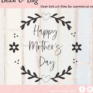 Happy Mother&#39;s Day SVG  - Mother&#39;s day plant - Mother&#39;s card - Mother&#39;s Day frame - Floral Mother&#39;s Day clip art