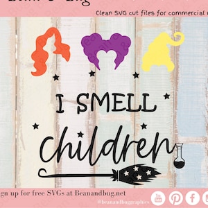I smell children SVG - Halloween Clipart - Herbst Trank Shirt - Hexen Besen Becher - Schnittdatei für Cricut - Herbst Design - Holzschild