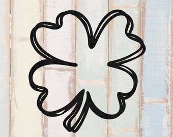 Trébol dibujado a mano - Trébol de cuatro hojas SVG - Día de San Patricio - Clip art del Día de St. Pattys - Archivo de corte de trébol - eps - archivo de corte de st pattys