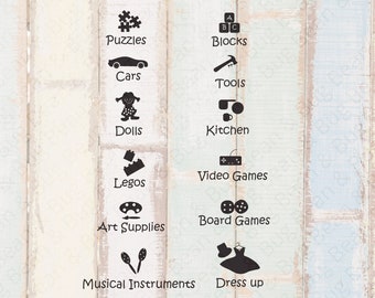 Playroom Label SVG - Spring Cleaning - Toy labels cut file - Organization SVG - Toy bin clip art