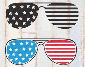 American Flag Aviators - Sunglasses bundle SVG - 4th of july SVG - Archivo de corte de verano para cricut - rojo blanco y azul - Summer dxf - Summer eps
