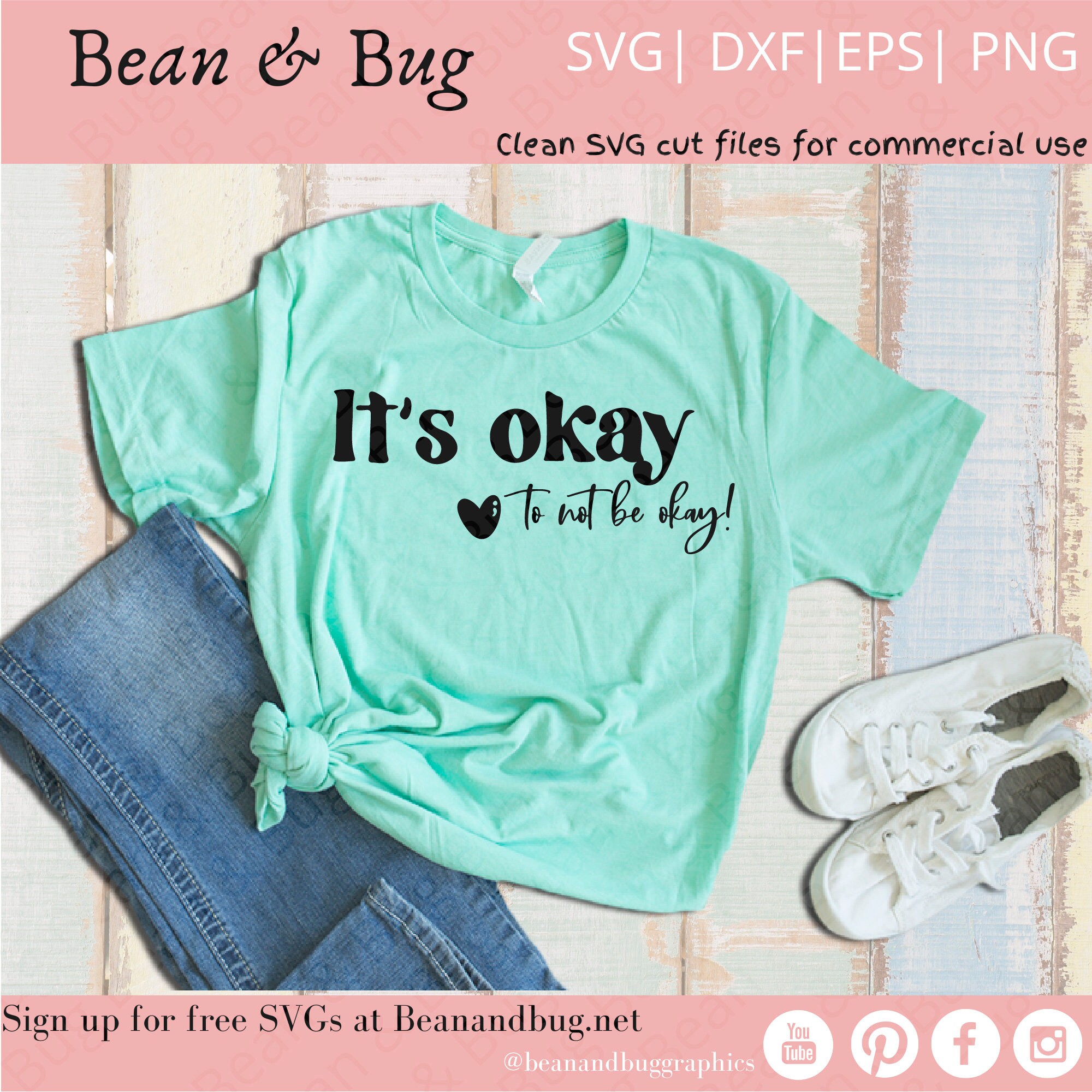 It's Okay to Not Be Okay SVG Design- Semicolon Heart Clipart - Mental ...